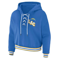 Los Angeles Chargers WEAR by Erin Andrews Women's Lace-Up Pullover Hoodie - Powder Blue - NFL