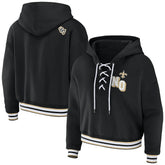New Orleans Saints WEAR by Erin Andrews Women's Lace-Up Pullover Hoodie - Black - NFL
