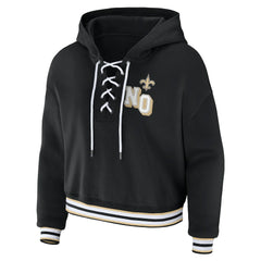New Orleans Saints WEAR by Erin Andrews Women's Lace-Up Pullover Hoodie - Black - NFL