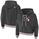 Tampa Bay Buccaneers WEAR by Erin Andrews Women's Lace-Up Pullover Hoodie - Pewter - NFL