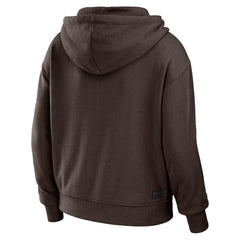Cleveland Browns WEAR by Erin Andrews Women's Color Block Light Weight Modest Crop Full-Zip Hoodie - Brown/White - NFL