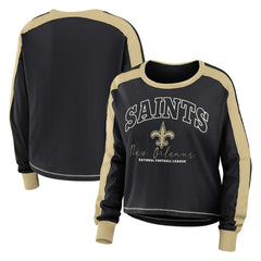 New Orleans Saints WEAR by Erin Andrews Women's Plus Size Colorblock Long Sleeve T-Shirt - Black - NFL