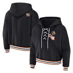 Cincinnati Bengals WEAR by Erin Andrews Women's Plus Size Lace-Up Pullover Hoodie - Black - NFL