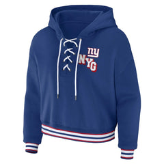 New York Giants WEAR by Erin Andrews Women's Plus Size Lace-Up Pullover Hoodie - Royal - NFL