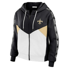New Orleans Saints WEAR by Erin Andrews Women's Plus Size Color Block Full-Zip Hoodie - Black/White - NFL