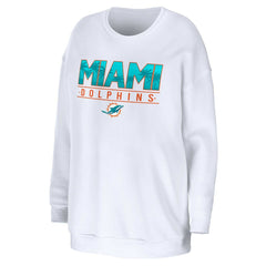 Miami Dolphins WEAR by Erin Andrews Women's Domestic Pullover Sweatshirt - White - NFL