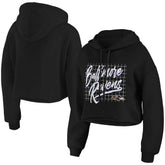Baltimore Ravens WEAR by Erin Andrews Women's Domestic Cropped Pullover Hoodie - Black - NFL