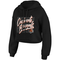 Cincinnati Bengals WEAR by Erin Andrews Women's Domestic Cropped Pullover Hoodie - Black - NFL