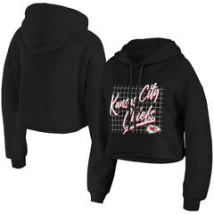 Kansas City Chiefs WEAR by Erin Andrews Women's Domestic Cropped Pullover Hoodie - Black - NFL