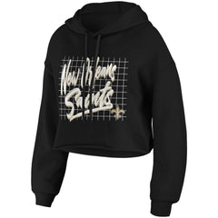 New Orleans Saints WEAR by Erin Andrews Women's Domestic Cropped Pullover Hoodie - Black - NFL