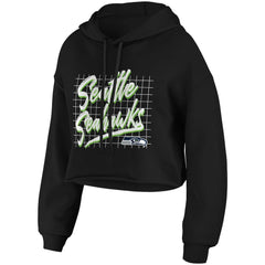Seattle Seahawks WEAR by Erin Andrews Women's Domestic Cropped Pullover Hoodie - Black - NFL