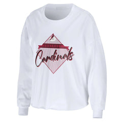 Arizona Cardinals WEAR by Erin Andrews Women's Domestic Cropped Long Sleeve T-Shirt - White - NFL