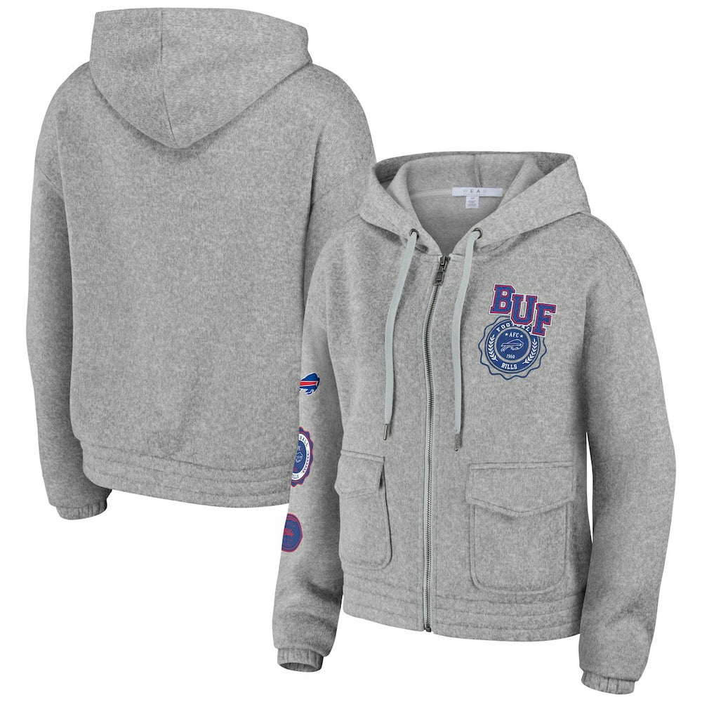 Buffalo Bills WEAR by Erin Andrews Women's Full-Zip Hoodie - Heather Gray - NFL