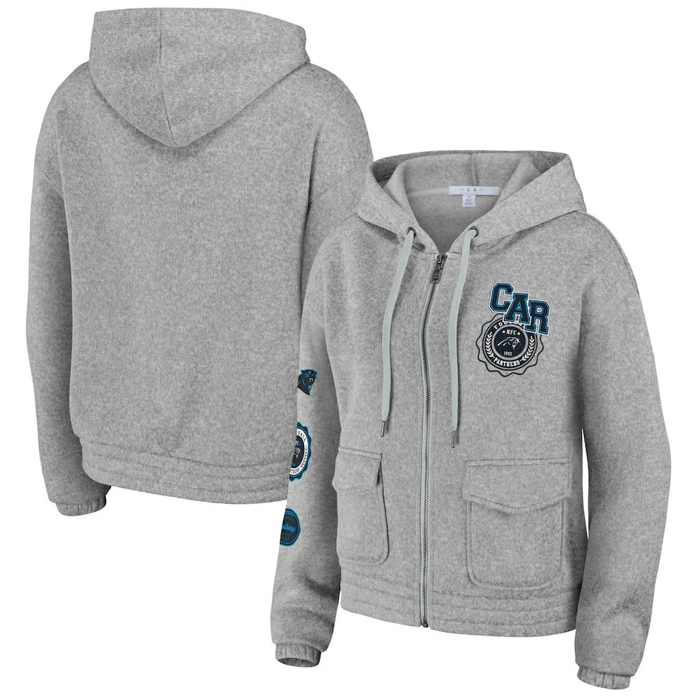 Carolina Panthers WEAR by Erin Andrews Women's Full-Zip Hoodie - Heather Gray - NFL