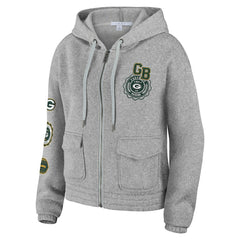 Green Bay Packers WEAR by Erin Andrews Women's Full-Zip Hoodie - Heather Gray - NFL