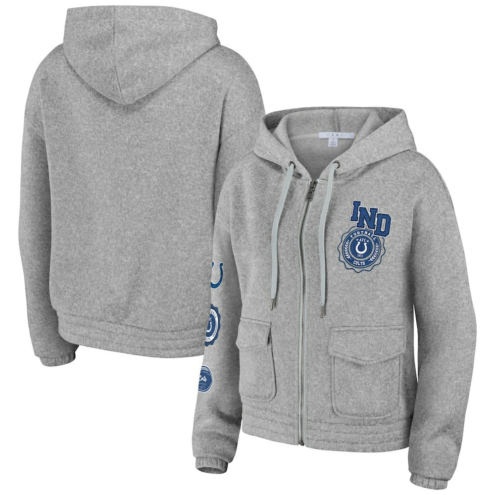 Indianapolis Colts WEAR by Erin Andrews Women's Full-Zip Hoodie - Heather Gray - NFL