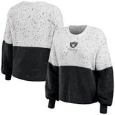 Las Vegas Raiders WEAR by Erin Andrews Women's Lighweight Modest Crop Color-Block Pullover Sweater - White/Black - NFL
