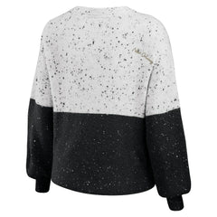 New Orleans Saints WEAR by Erin Andrews Women's Lighweight Modest Crop Color-Block Pullover Sweater - White/Black - NFL