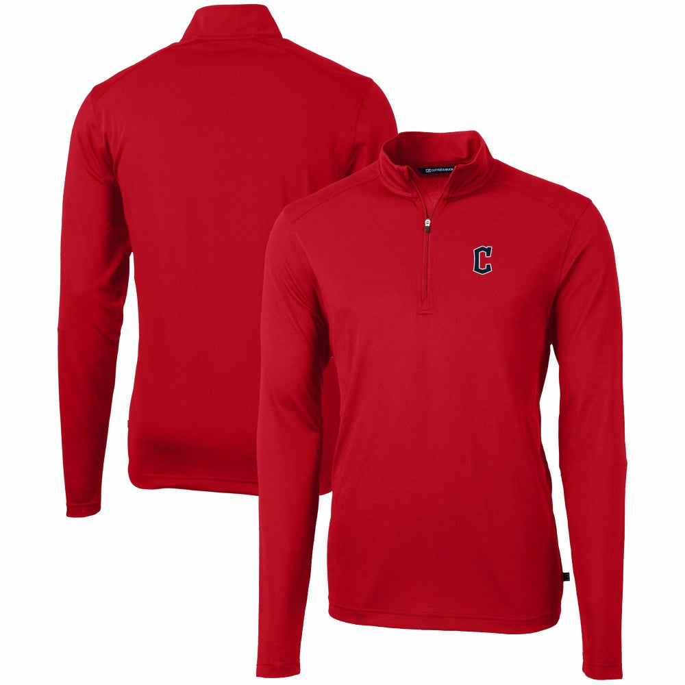 Cleveland Guardians Cutter & Buck Virtue Eco Pique Recycled Quarter-Zip Pullover Top Outlet