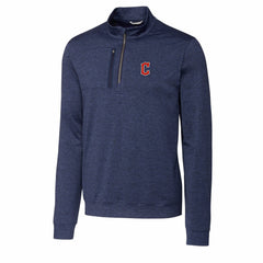 Cleveland Guardians Cutter & Buck Stealth Heathered Quarter-Zip Pullover Top Sale