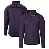 Minnesota Vikings Cutter & Buck Helmet Mainsail Sweater-Knit Half-Zip Pullover Jacket - Purple - NFL