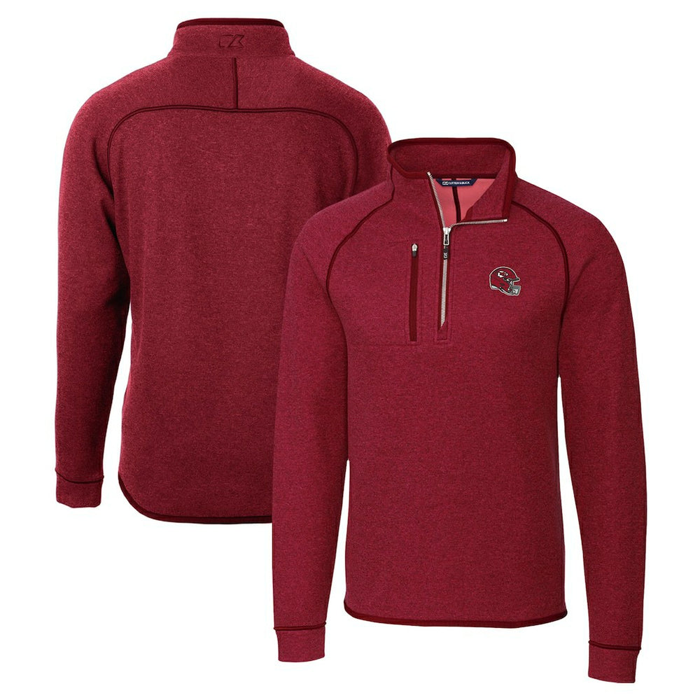 Kansas City Chiefs Cutter & Buck Helmet Mainsail Sweater-Knit Half-Zip Pullover Jacket - Red - NFL