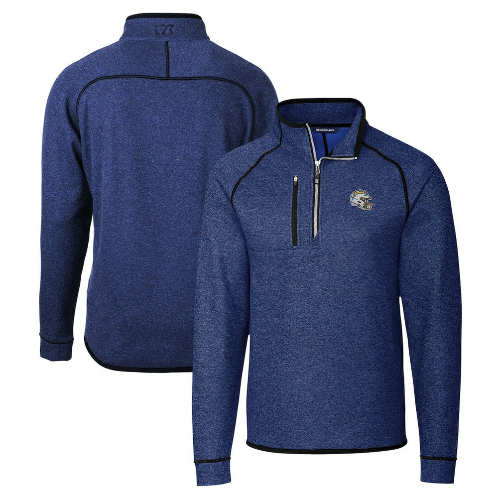 Los Angeles Chargers Cutter & Buck Helmet Mainsail Sweater-Knit Half-Zip Pullover Jacket - Blue - NFL