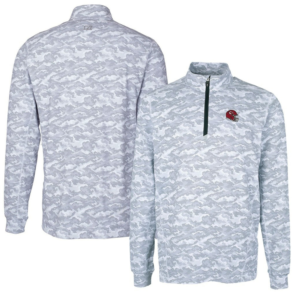 Kansas City Chiefs Cutter & Buck Helmet Traverse Camo Print Stretch Quarter-Zip Pullover Top - Charcoal - NFL
