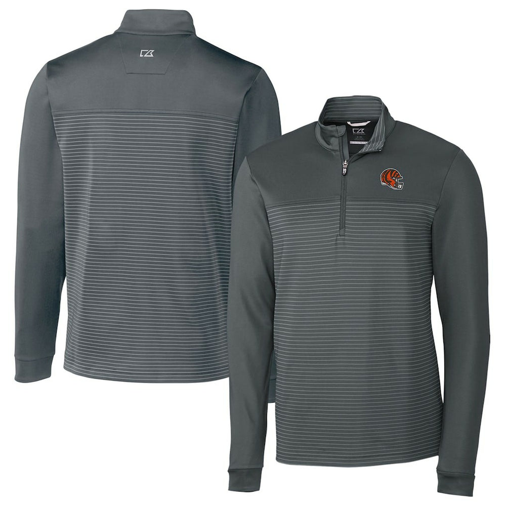 Cincinnati Bengals Cutter & Buck Traverse Stripe Stretch Quarter-Zip Pullover Top - Gray - NFL
