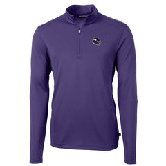 Minnesota Vikings Cutter & Buck Helmet Virtue Eco Pique Recycled Quarter-Zip Pullover Top - Purple - NFL