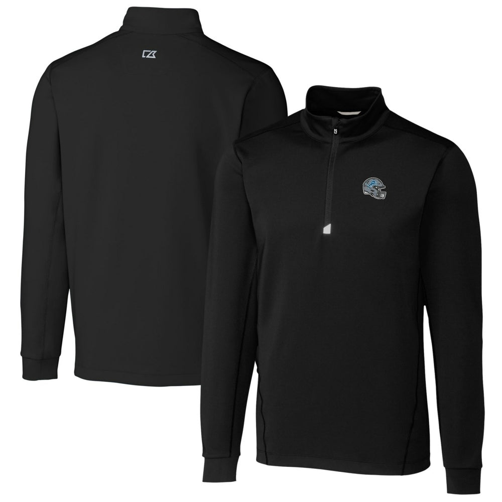 Detroit Lions Cutter & Buck Helmet Traverse Stretch Quarter-Zip Pullover Top - Black - NFL