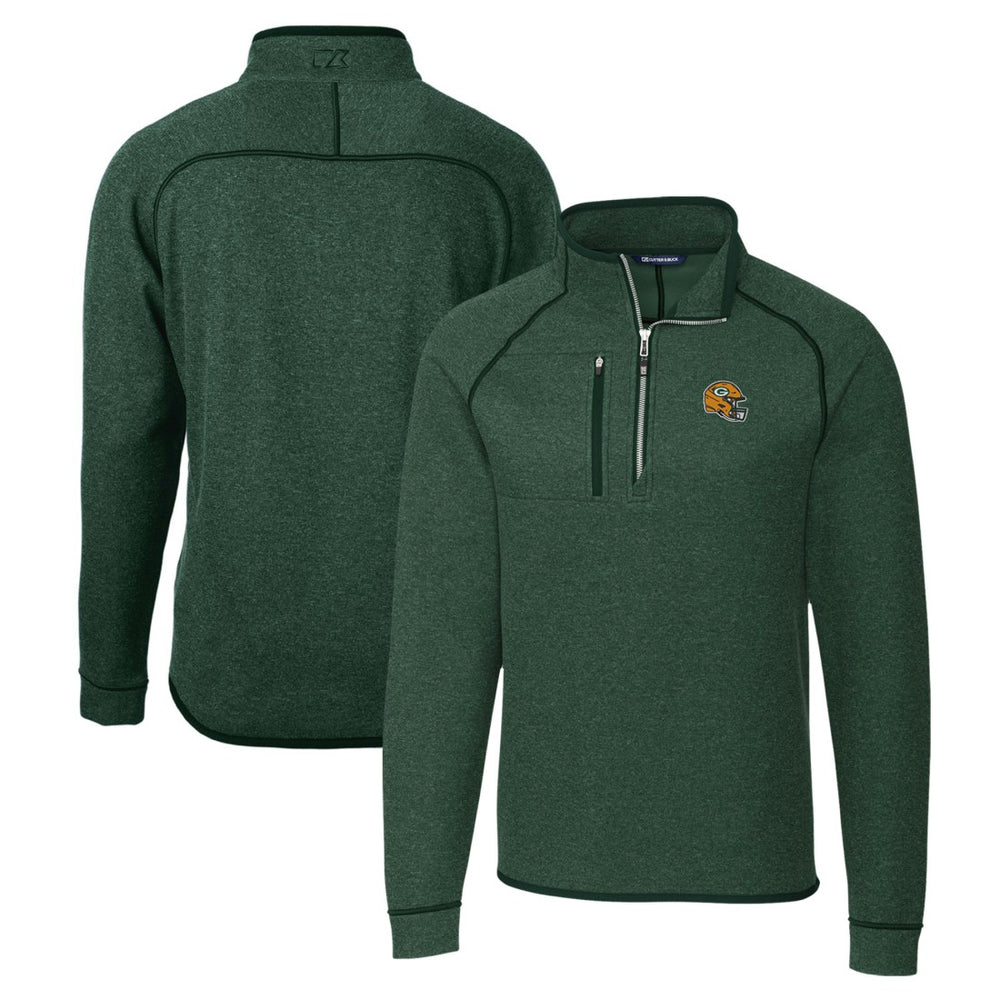 Green Bay Packers Cutter & Buck Helmet Mainsail Sweater-Knit Half-Zip Pullover Jacket - Hunter Green - NFL