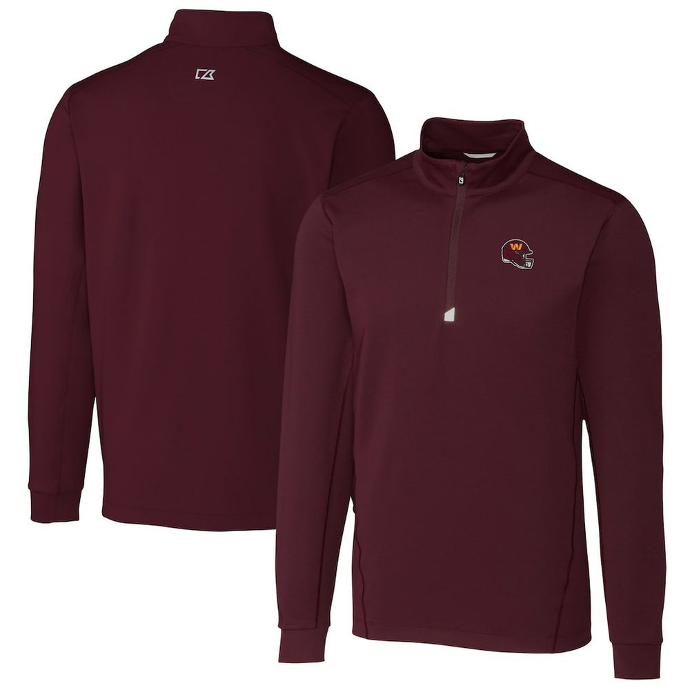 Washington Commanders Cutter & Buck Helmet Traverse Stretch Quarter-Zip Pullover Top - Burgundy - NFL