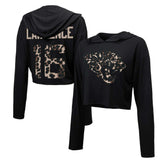 Trevor Lawrence Jacksonville Jaguars Majestic Threads Women's Leopard Player Name & Number Long Sleeve Cropped Hoodie - Black - NFL