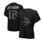 Justin Jefferson Minnesota Vikings Majestic Threads Women's Leopard Player Name & Number T-Shirt - Black - NFL
