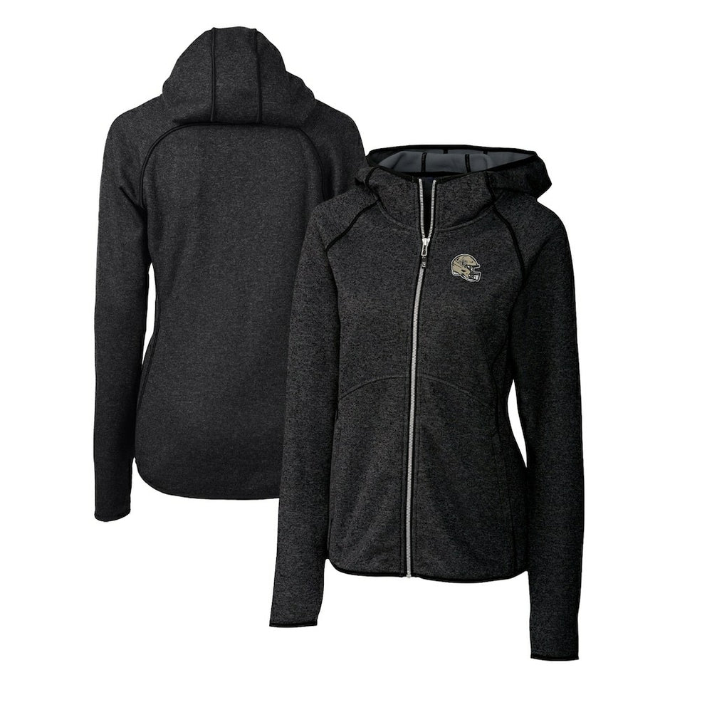 New Orleans Saints Cutter & Buck Women's Helmet Logo Mainsail Sweater-Knit Full-Zip Hoodie - Charcoal - NFL