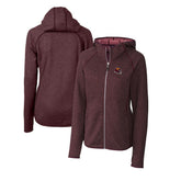 Washington Commanders Cutter & Buck Women's Helmet Logo Mainsail Sweater-Knit Full-Zip Hoodie - Burgundy - NFL