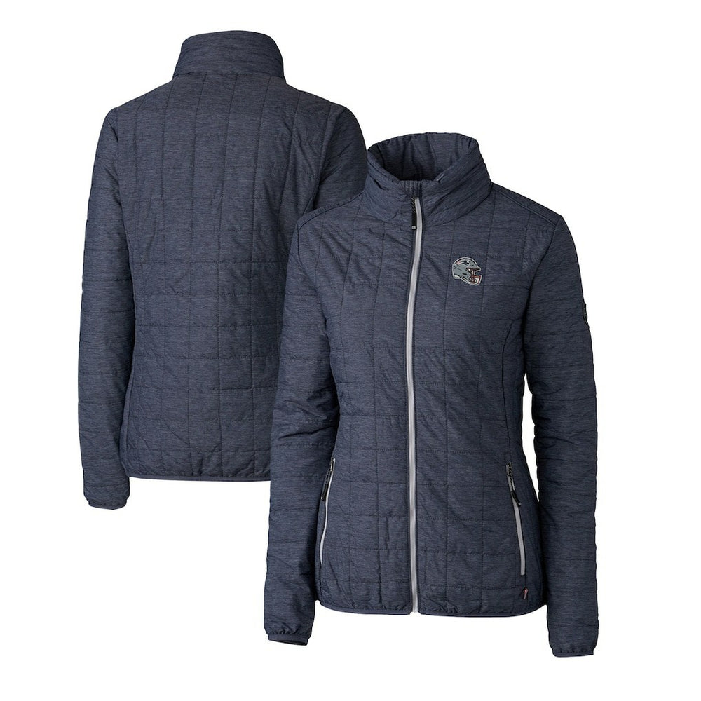 New England Patriots Cutter & Buck Women's Helmet Logo Rainier PrimaLoft Eco Insulated Full-Zip Puffer Jacket - Heather Navy - NFL