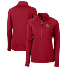 San Francisco 49ers Cutter & Buck Women's Helmet Logo Adapt Eco Knit Stretch Recycled Half-Zip Pullover Top - Scarlet - NFL