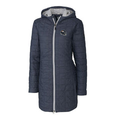 Denver Broncos Cutter & Buck Women's Helmet Logo Rainier Primaloft Eco Insulated Hooded Long Coat - Heather Navy - NFL