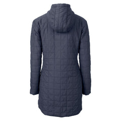 Denver Broncos Cutter & Buck Women's Helmet Logo Rainier Primaloft Eco Insulated Hooded Long Coat - Heather Navy - NFL