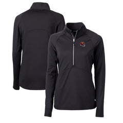 Washington Commanders Cutter & Buck Women's Helmet Logo Adapt Eco Knit Stretch Recycled Half-Zip Pullover Top - Black - NFL