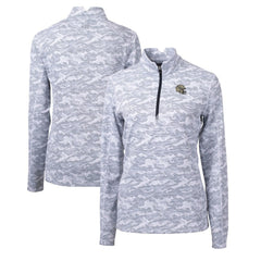 New Orleans Saints Cutter & Buck Women's Helmet Logo Traverse Camo Print Stretch Quarter-Zip Pullover Top - Charcoal - NFL