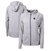 Minnesota Vikings Cutter & Buck Women's Helmet Logo Adapt Eco Knit Hybrid Recycled Full-Zip Hoodie - Heather Gray - NFL