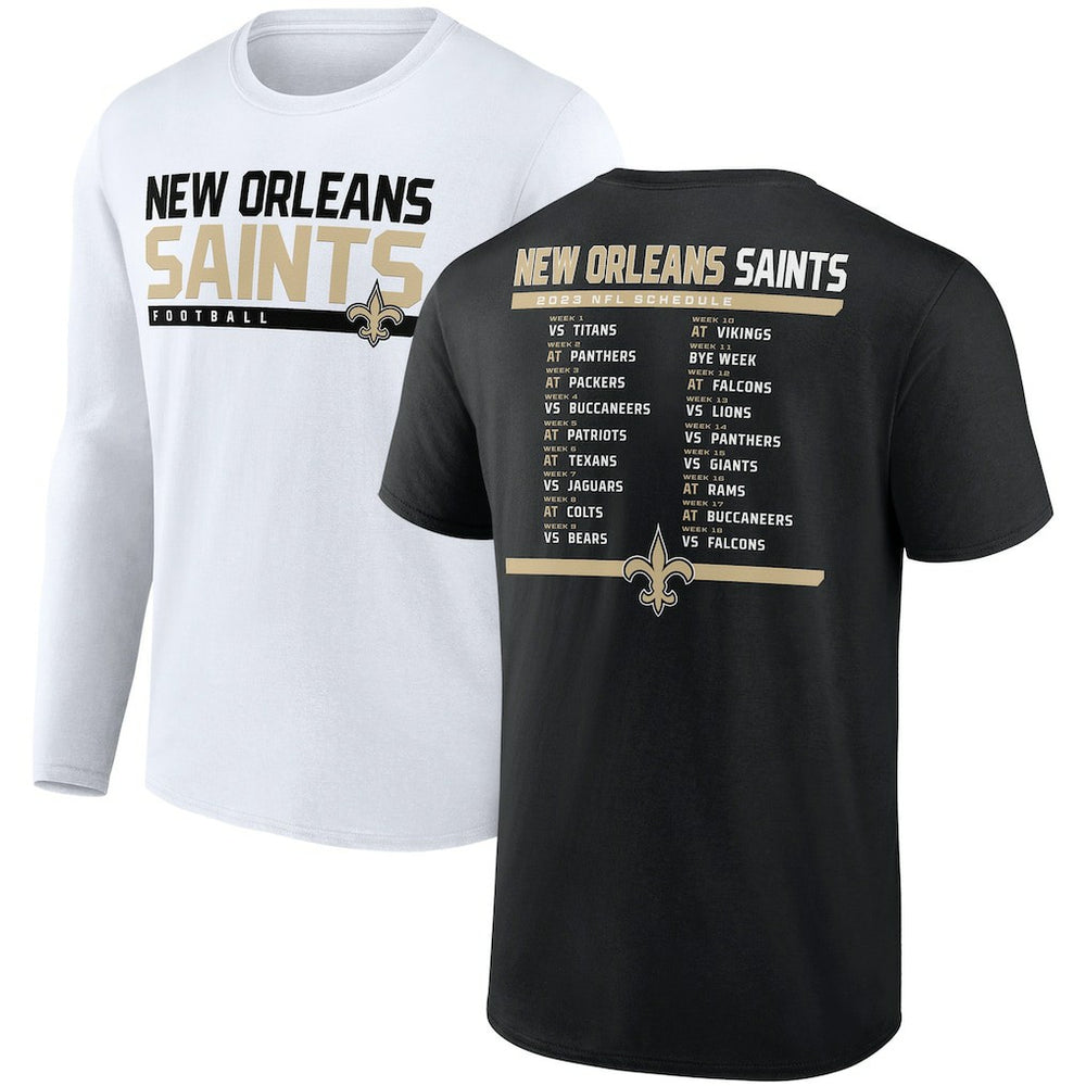 New Orleans Saints Two-Pack 2023 Schedule T-Shirt Combo Set - Black/White - Fanatics