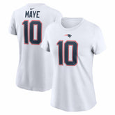 Drake Maye New England Patriots Women's Player Name & Number T-Shirt - White - Nike