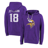 Justin Jefferson Minnesota Vikings Majestic Threads Name & Number Tri-Blend Pullover Hoodie - Purple - NFL