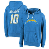 Justin Herbert Los Angeles Chargers Majestic Threads Name & Number Tri-Blend Pullover Hoodie - Powder Blue - NFL