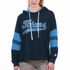 Tennessee Titans Starter Women's Bump And Run Long Sleeve Hoodie T-Shirt - Navy - NFL