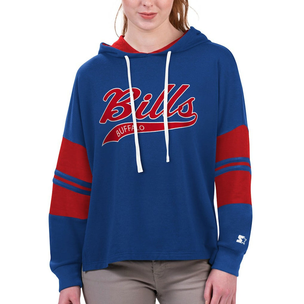 Buffalo Bills Starter Women's Bump And Run Long Sleeve Hoodie T-Shirt - Royal - NFL